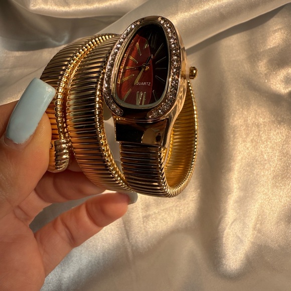 Serpenti Snake Wrap Elegant Gold Women's Watch with Burgundy Dial - Picture 9 of 10